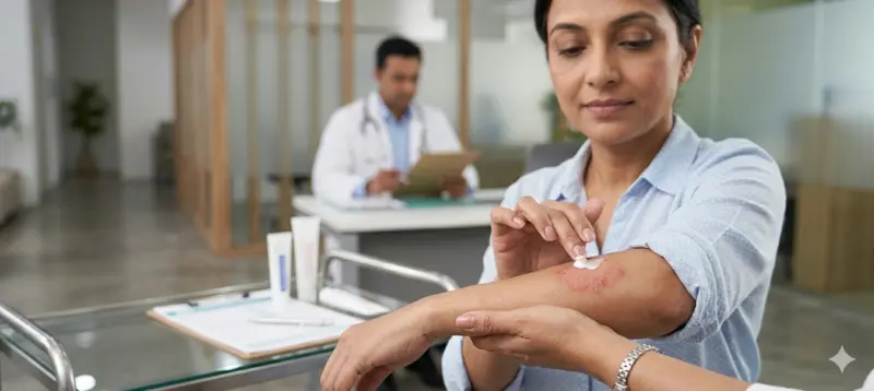 applying betnovate c cream on affected skin